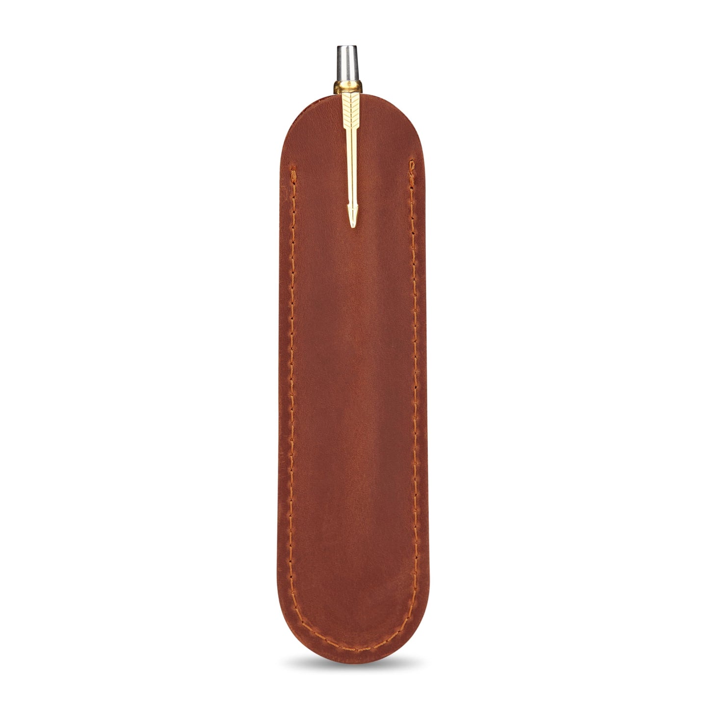 MAKYN Leather Pen Case, Single Pen Pouch Cover, Fountain Pen Sleeve Holder (Cognac)