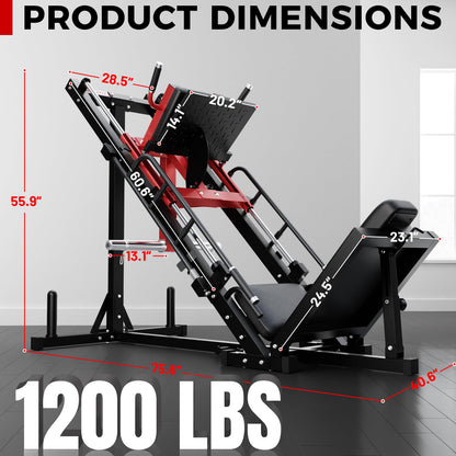 RitFit Leg Press Hack Squat Machine, Professional Adjustable Leg Press Machine for Home Gym with Linear Bearing, Full Lower Body Workout with Weight Storage