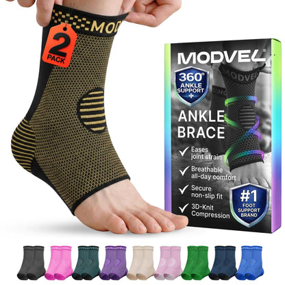 Modvel Foot & Ankle Brace Socks for Sprained Ankle Compression Sleeve - Foot Support for Women & Men - Tendonitis & Arthritis Ankle Brace Sports Running, Torn Ligaments & Women Stabilizing Ankle Wrap