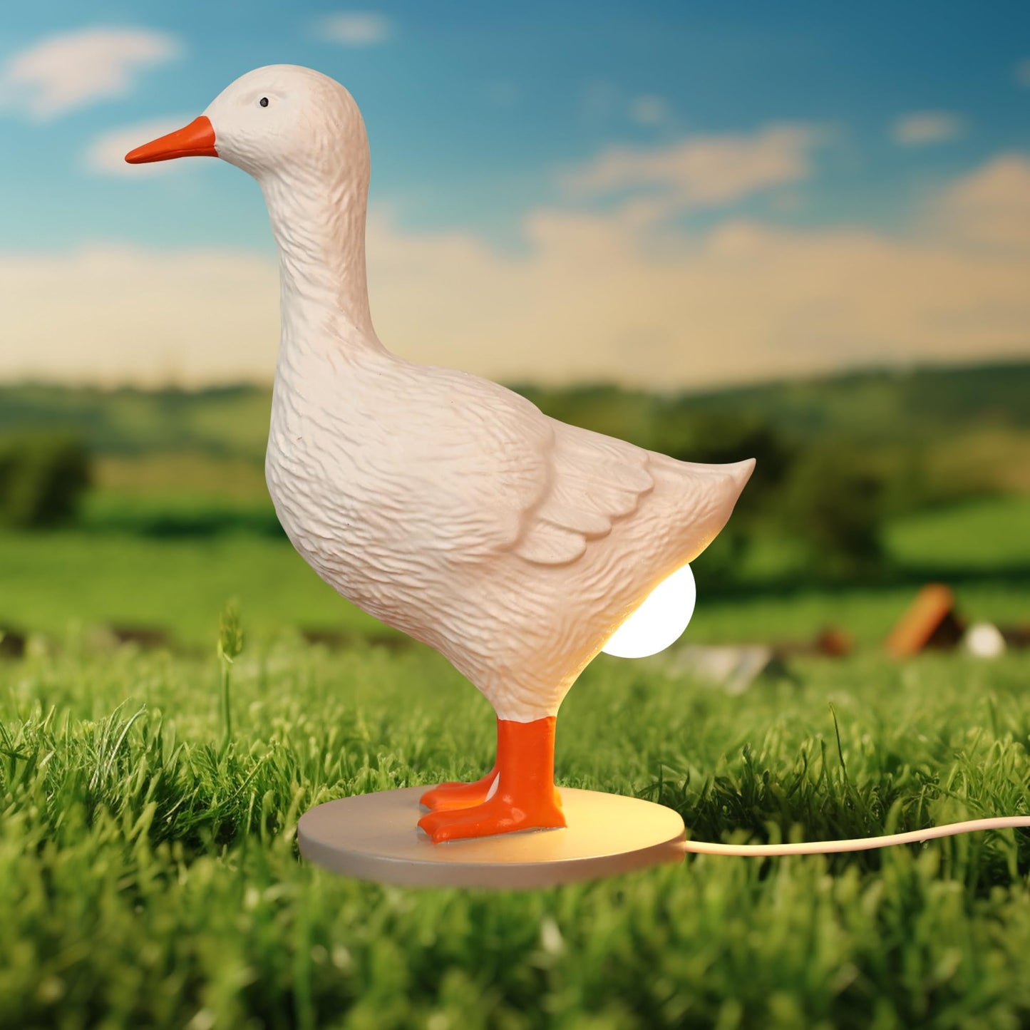 Attivolife Duck Egg Lamp, Funny Duck Gift with Egg in Butt Lifelike, LED Goose Night Light with USB & Stepless Dimming, Resin Table Light Decor Birthday Christmas Gifts for Kid Friend