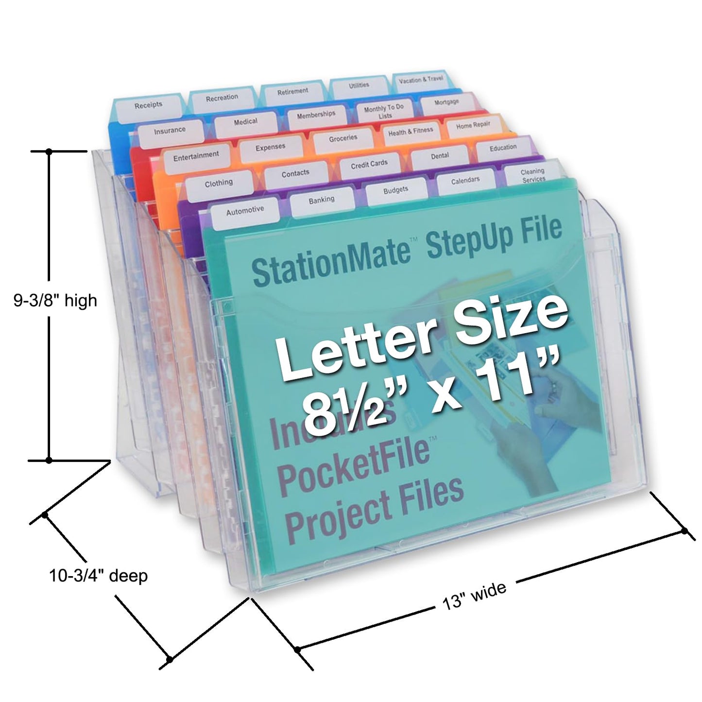 Ultimate Office StationMate Desktop Organizer (Includes 25, 5th-Cut PocketFiles). Complete Project Manager and File Sorter for the Office or Home with an Incline Design Puts All Files in Clear View