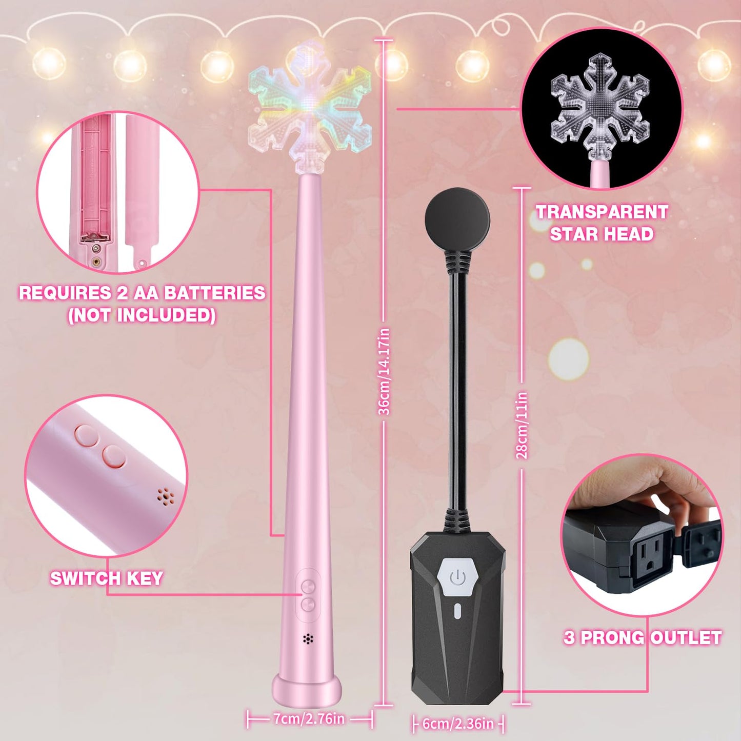 Christmas Tree Light Wand Remote - Voice Control Magic Wand Light Controller with Wireless Outlet Plug - Magical Christma Tree Lights Switch Wands for Kids, Xmas Gifts Outdoor Lighting Decoration