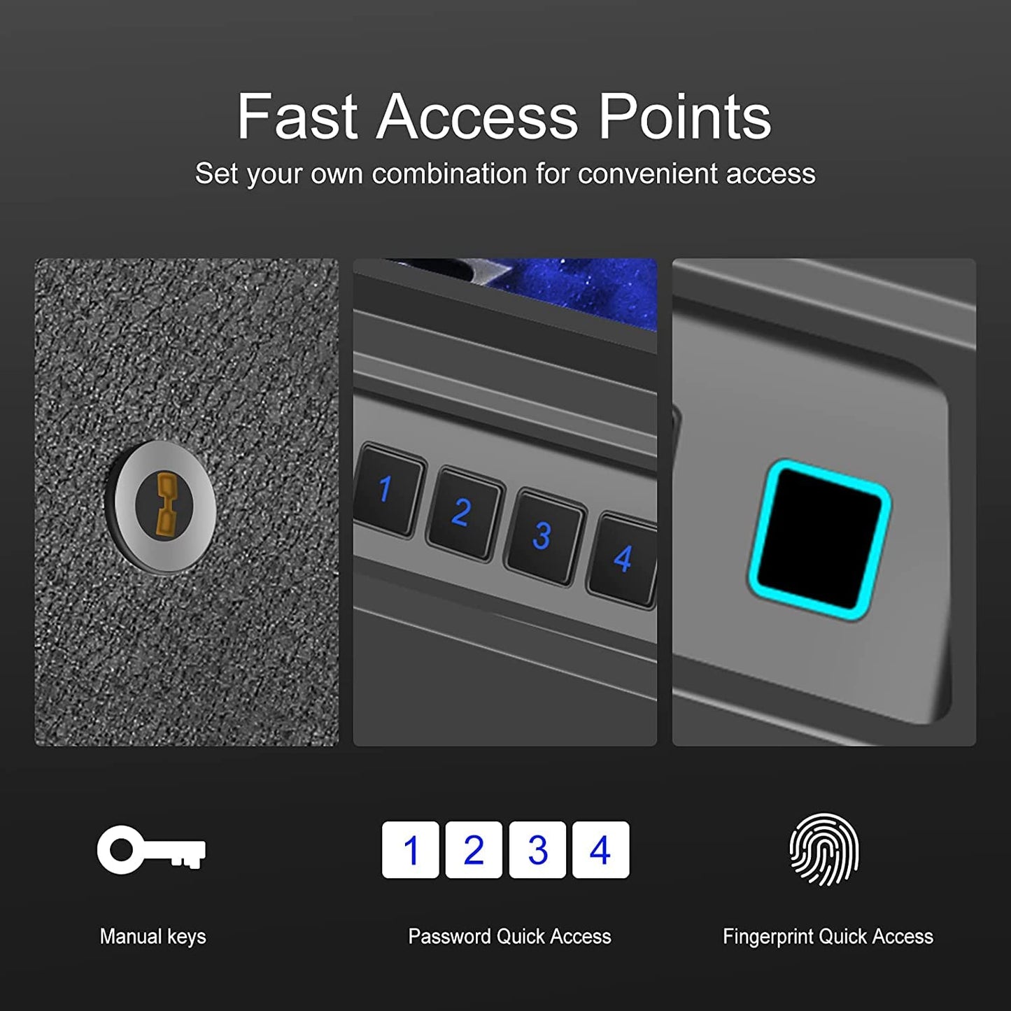 Biometric Fingerprint safe, Slide-Away Handgun Safe for Two Pistols Storage Drawer Safe for Home and Vehicle (Biometric Safe)