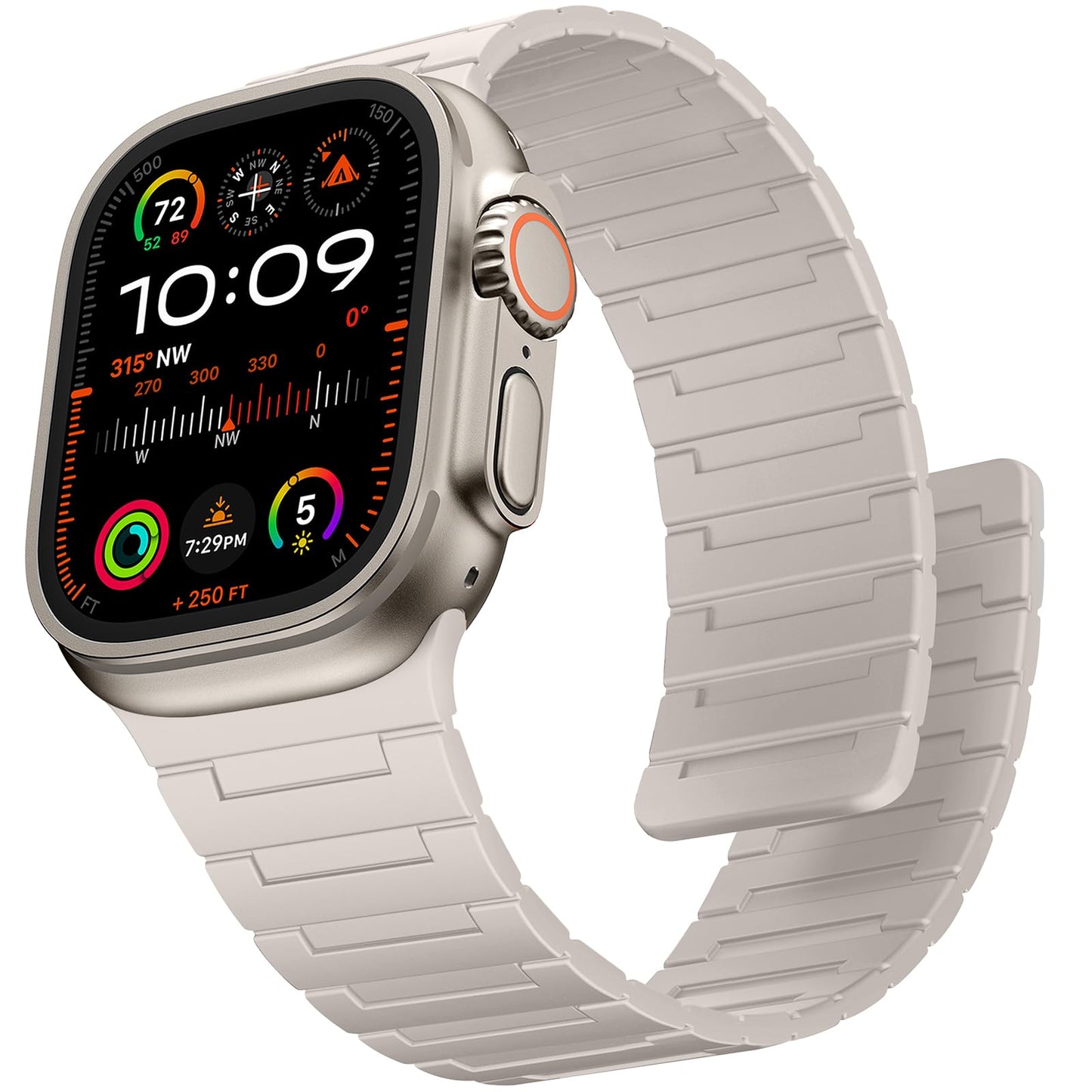 Suphart Strong Magnetic Bands Compatible with Apple Watch Band 49mm 46mm 45mm 44mm 42mm 41mm 40mm 38mm, Silicone Strap for iWatch Ultra 2 SE Series 10 9 8 7 6 5 4（49/46/45/44/42mm, Starlight）