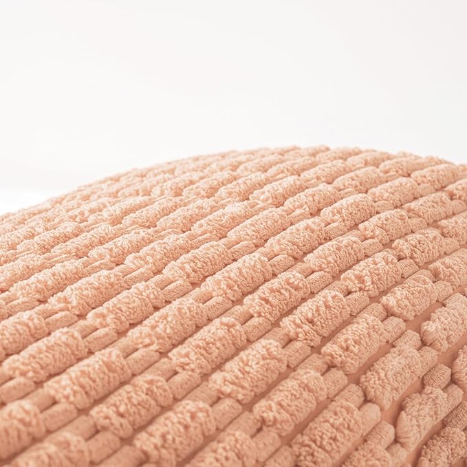 Fancy Homi Peach Long Body Lumbar Lumbar Decorative Throw Pillow Covers 14x36 Inch for Bed Couch Bedroom Bench, Soft Corduroy Rectangle Solid Pillow Case, Rustic Farmhouse Boho Room Decor