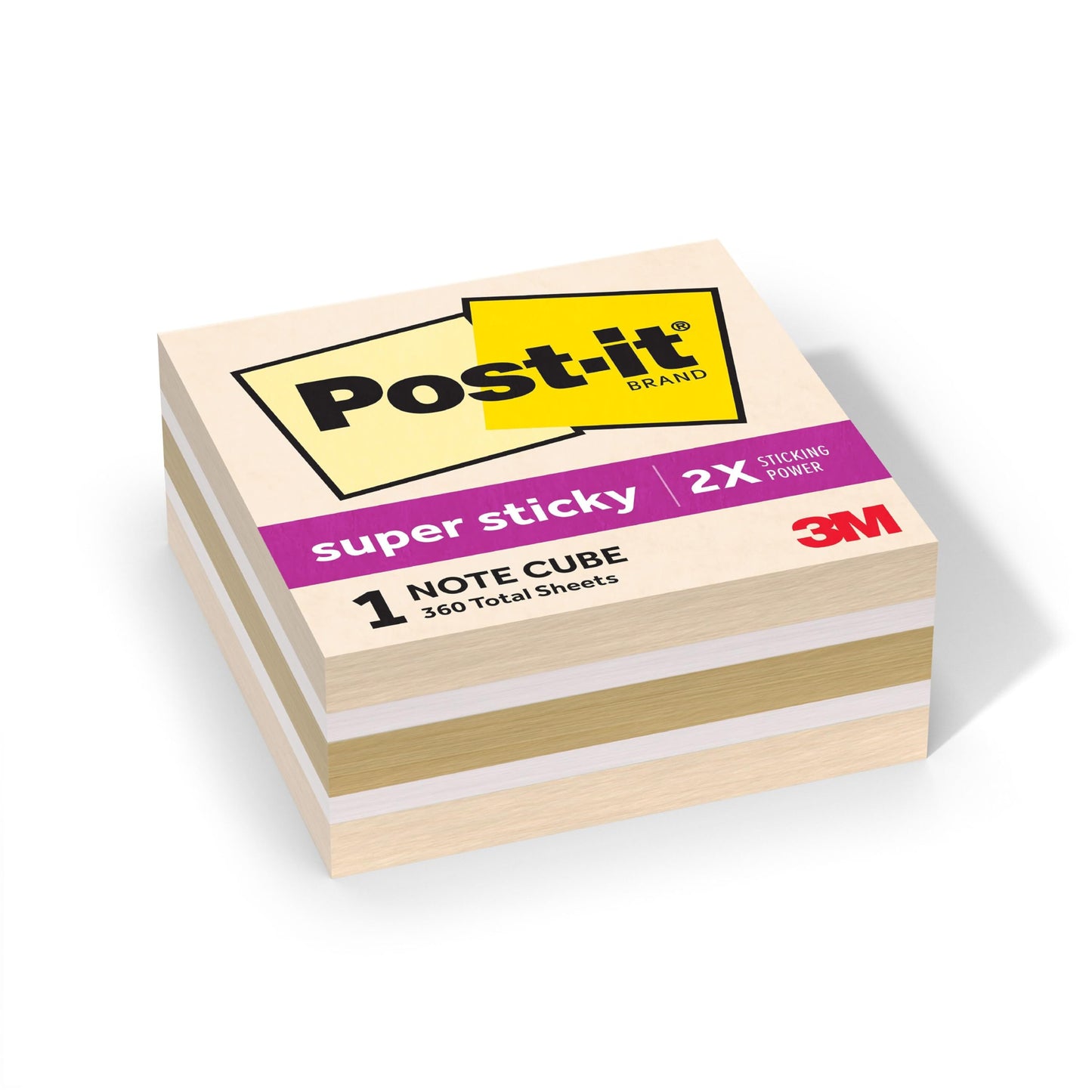 Post-it Super Sticky Notes, 1 Cube Note Sticky Notes Pad, 3 x 3 in., School Supplies and Oﬃce Supplies, 2X the Sticking Power, Neutrality Collection