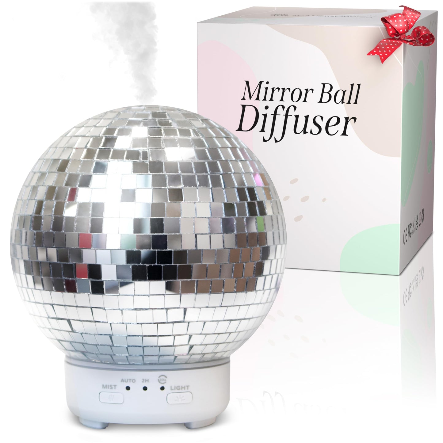 Mirror Ball Diffuser – Cute Essential Oil Diffuser and Humidifier for Home, 2 Timer Modes, Mirror Ball Eclectic & Maximalist Room Decor, Disco Gift