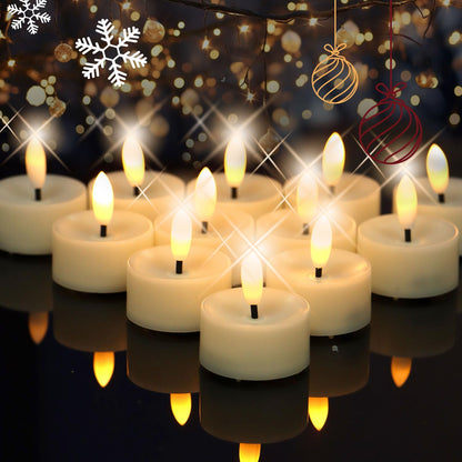 CANDLE CHOICE Battery Operated Flameless Tea Lights Realistic Black Wick Bright Flickering LED Tealight Candles for Wedding Table Centerpieces Halloween Christmas Decorations Batteries Incl. 36 Pack