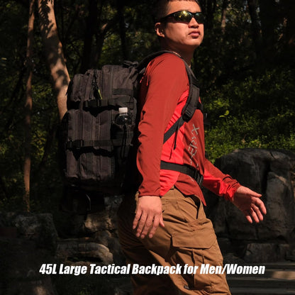 R.SASR Black Tactical Backpack, Military Backpack, Molle Backpack (Black-2.0)