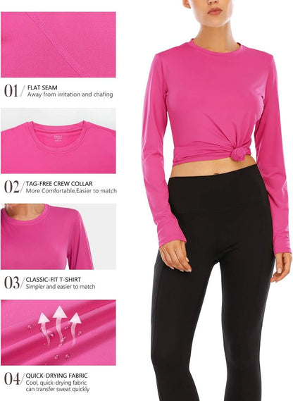 Women's Sun Protection Long Sleeve Swim Shirt - UPF 50+ UV Rash Guard for Hiking & Running