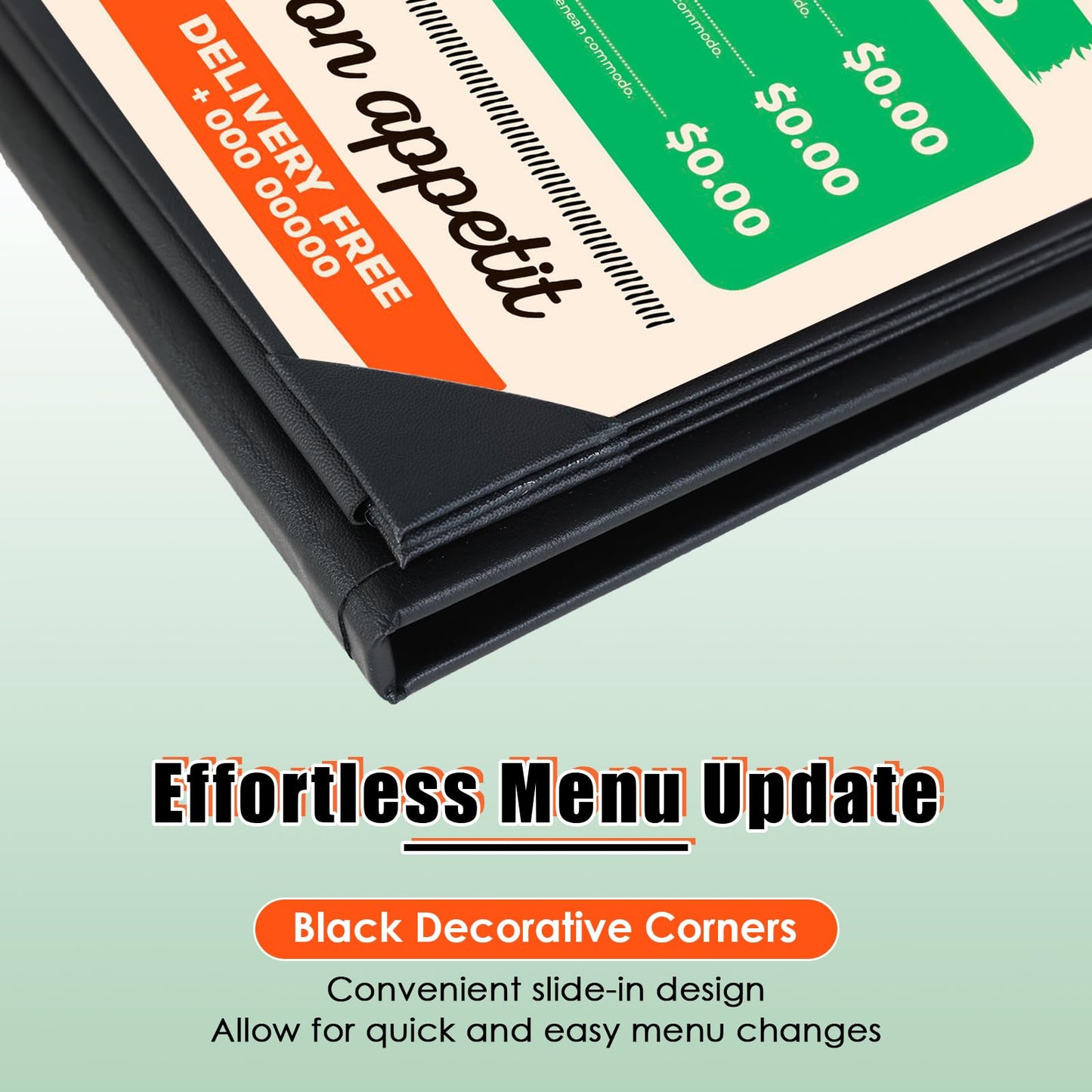 NATGAI 5 Packs Menu Covers 8.5" x 11", 6 View PU Leather Menu Cover Menu Holders, Waterproof 6 View Restaurant Menu Covers, Fit for Restaurant Bar Cafe Hotel Wine List