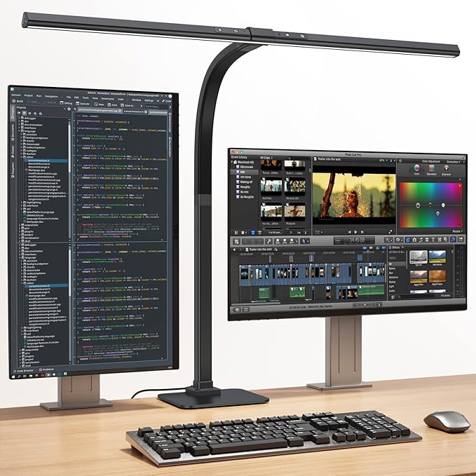 KableRika Desk Lamp, 24W Brightest LED Desk Lamp For Home Office, 31.5" Wide Dimmable Architect Task Lamp With Base,Eye Protection Modern Tall Desk Light For Workbench Office Lighting Computer Working