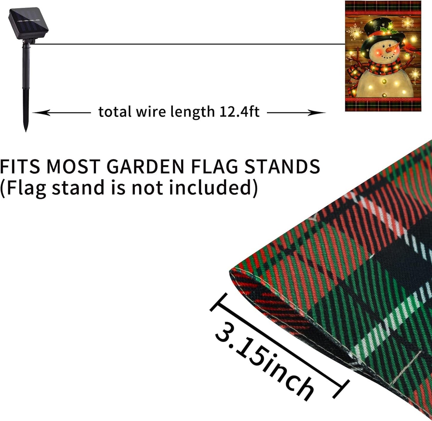 Lighted Christmas Garden Flag for Outside, Led Snowman Garden Flag, Winter Yard Flag 28x40 Double Sided for Outdoor Yard Porch Lawn Decoration