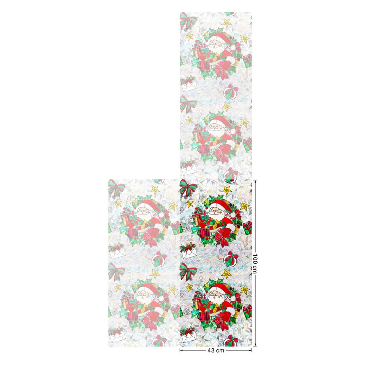 Christmas Window Stickers for Glass Rainbow Privacy Film Stained Stickers Santa Claus Window Film Christmas Balls Design Windows Decals for Home Party Supplies Glass Display Decor 17x 39.3 Inch