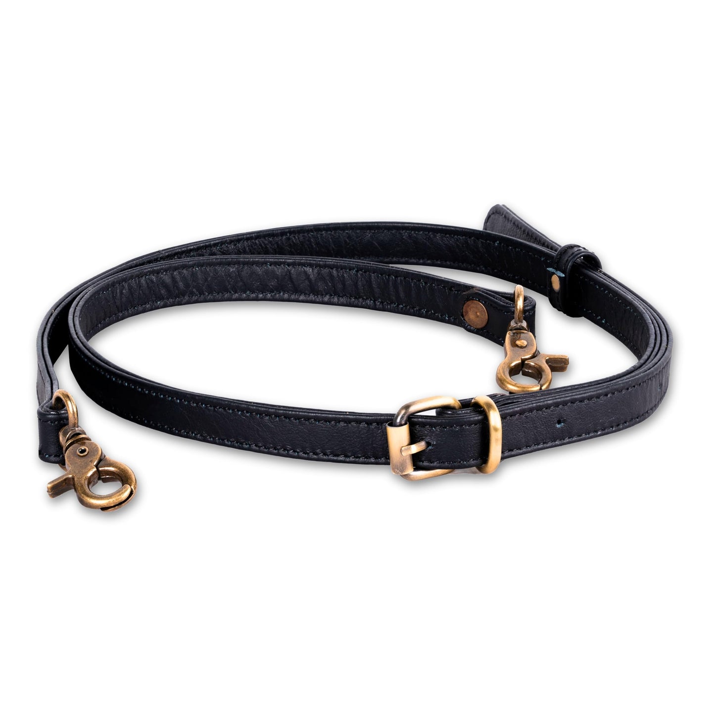 Hell Blues Genuine Leather Purse Strap Replacement ~Womens Crossbody Bags 48"-57" Long Adjustable Strap, Black with Brass Accessories (.75" Wide)