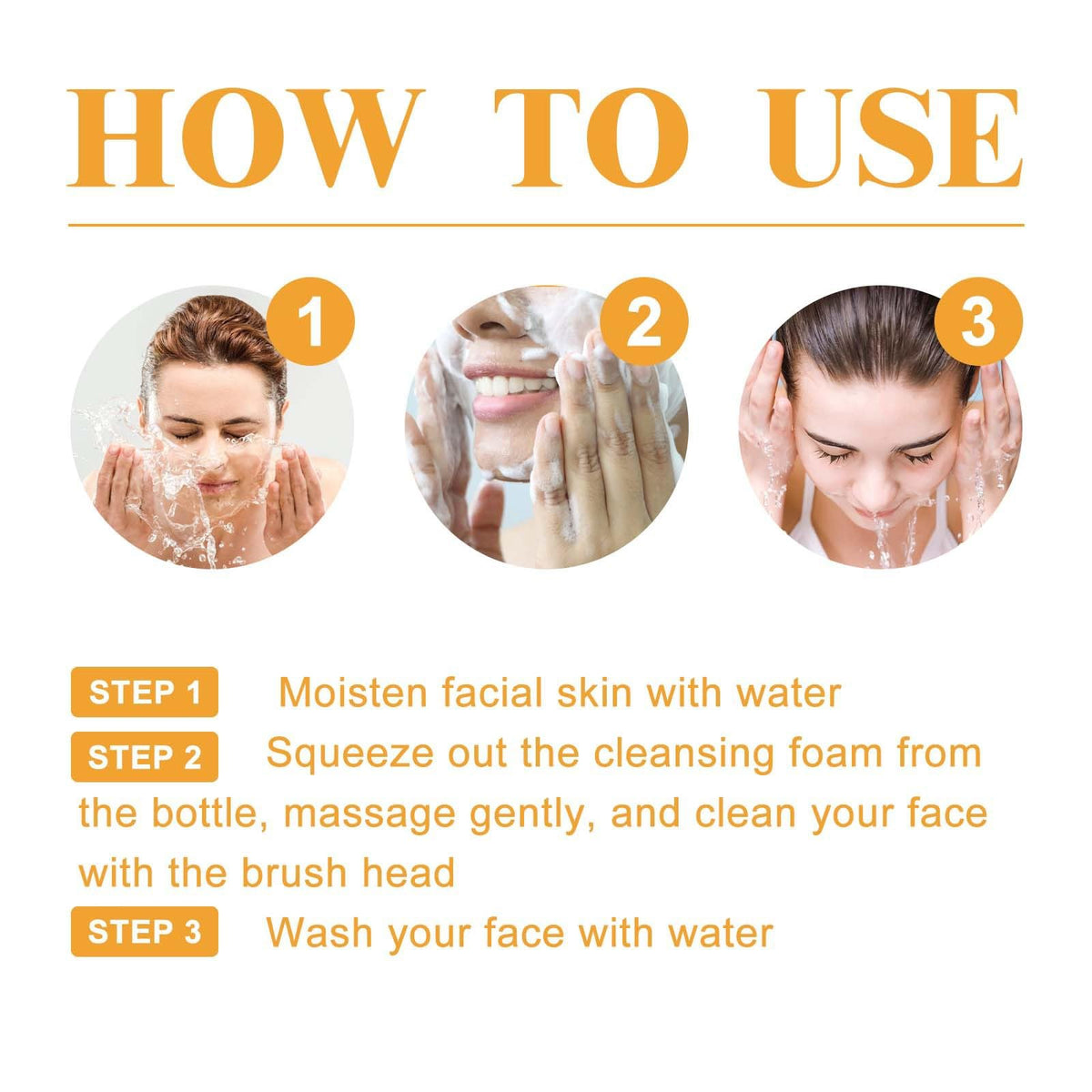 2 Pcs Turmeric Foaming Face Wash, Deep Cleansing Glow Wash Turmeric Facial Cleanser With Brush.