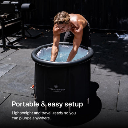 The Pod Company Ice Pod Pro Cold Plunge Tub, 110 Gallon (420L) Inflatable Ice Bath for Adults, Fits Up to 6'7", Insulated, Chiller Compatible, BPA-Free, UV-Resistant Nylon, Dual Drain Hoses