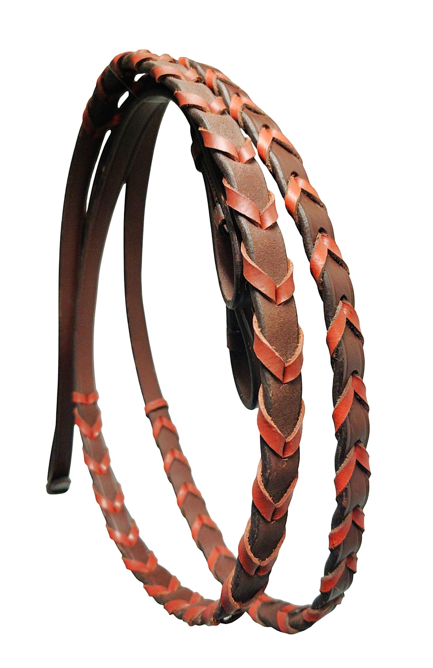 Bello-Equine Braided Havana Brown Leather Bridle with Removable Flash – Padded Browband & Noseband – Horse Riding Bridle for Schooling & Show - Size Full