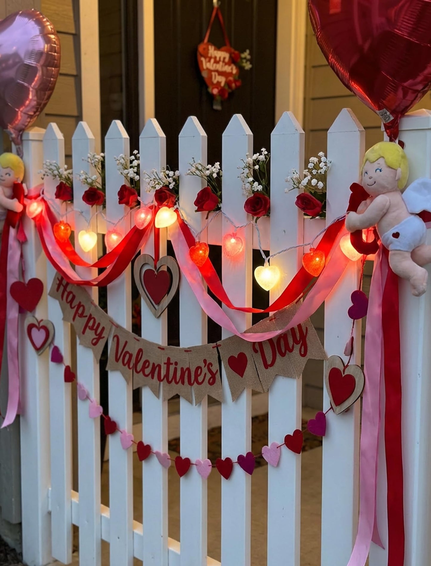 Valentines Day Heart String Lights Plug in, 8.5Ft Indoor Outdoor Valentine's Day Decorations String Lights with 10 LED Red Pink and White Heart Lights for Wedding Party Window Christmas Birthday Decor