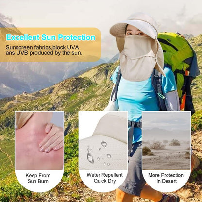 Wide Brim Sun Hat for Women - UV Protection with Detachable Neck Flap | Perfect for Garden, Fishing & Hiking