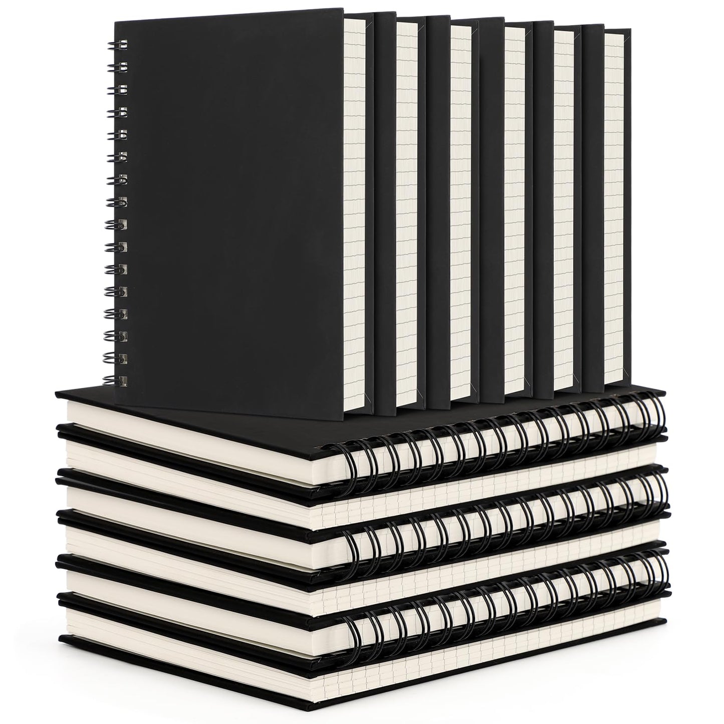 EUSOAR Spiral College Ruled Notebook, 12packs A5 5.5" x 8.3" 160Pages/ 80Sheets, Black Thick Hardcover, Tear-off 100GSM Lined Paper, 1 Subject Notepad for Office Meeting Business School Note Taking