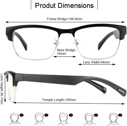 Smart Glasses Bluetooth-Audio Glasses for Men Women with Alexa, Built-in Mic, Blue Light Filter&Polarized Lenses for All Smart Devices Voice Assistant
