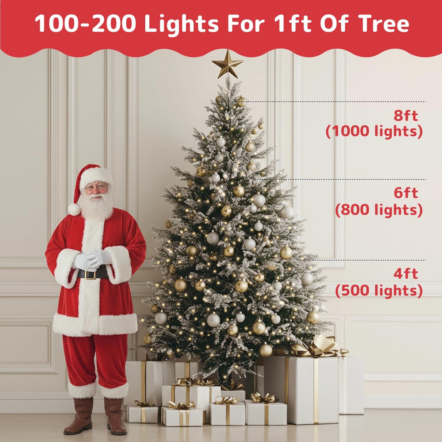 PREXTEX 100-Count Ultra Bright Christmas Lights - 20 ft Clear StringLights on White Wire - Incandescent Xmas TreeLights for Indoor and Outdoor Decorations