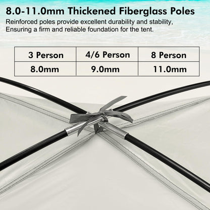 WhiteFang Beach Tent Anti-UV Portable Sun Shade Shelter for 6 Person, Extendable Floor with 3 Ventilating Mesh Windows Plus Carrying Bag, Stakes and Guy Lines (Baby's Breath)
