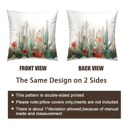 Wnoesat Cactus Throw Pillow Covers Tropical Plants Cactus Decorative Pillow Cases 18x18 Set of 2 Desert Green Succulent Prickly Pear Pillowcase Summer Outdoor Cushion Cover for Home Couch Sofa