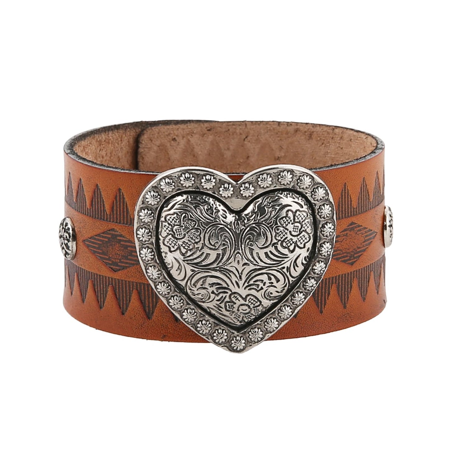 HZMAN Love Heart Leather Bracelets Punk Leather Cuff Bracelet for Men Women Adjustable Wide Wristband Bracelet Jewelry Gift