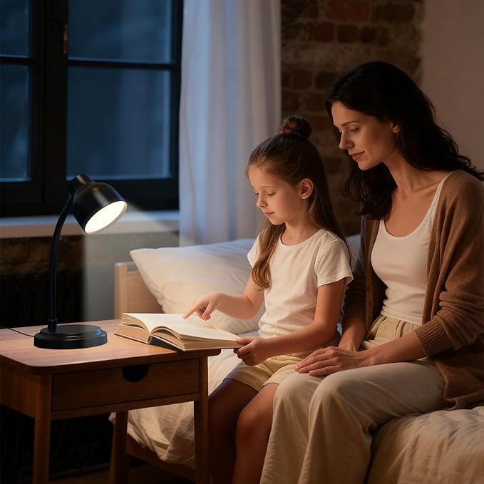 LED Desk Lamp for Office Home,Table lamp,Desk Lamp for College Dorm Room,4 Brightness,Dimmable Table Lamp Eye Caring Reading Light(Black)