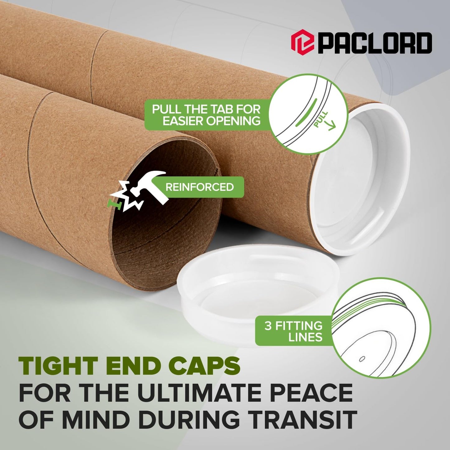 4" x 48" Reinforced Kraft Paper Mailing Tube, Pack of 6 Tubes with 12 Caps – Secure USPS Approved Poster Tube – Made in USA Cardboard Tube for Shipping and Storing Posters, Prints, Artwork