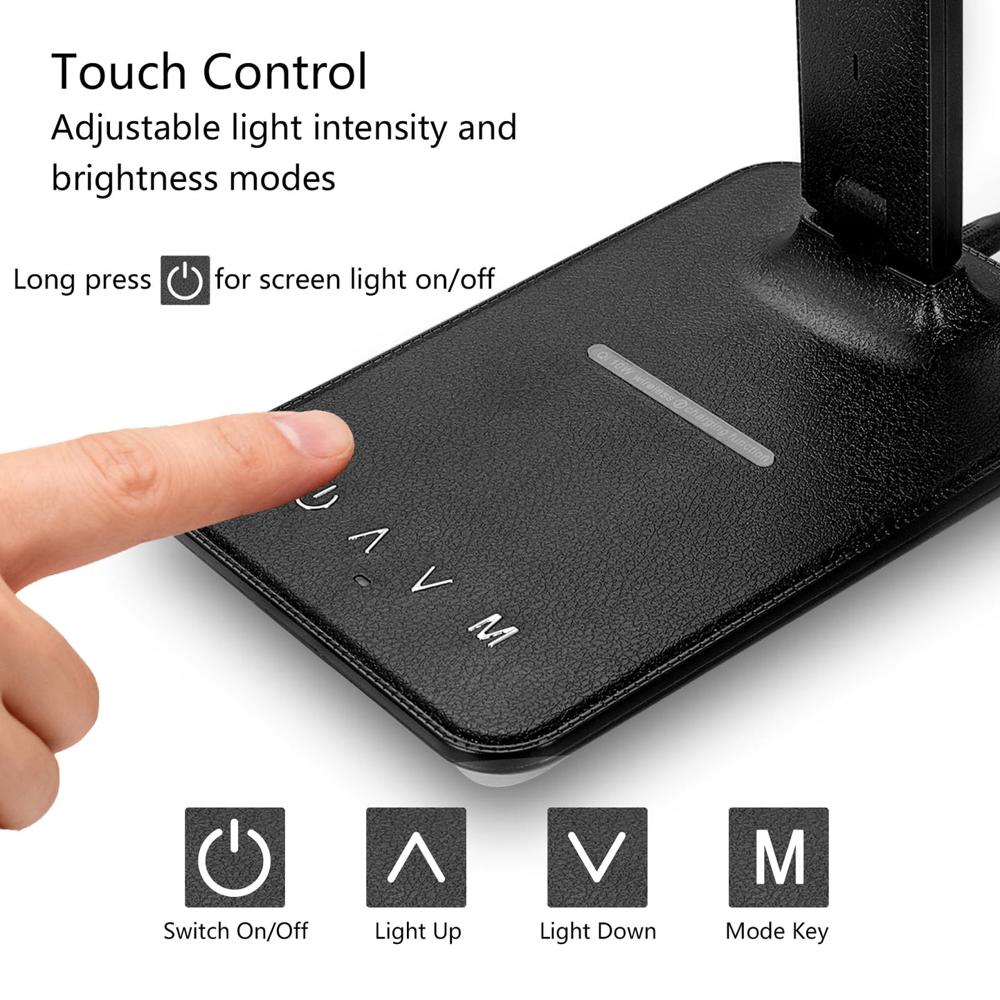 M-Xeotei LED Desk Lamp with 10W Wireless Charger & USB Port, Eye-Caring Dimmable Touch Control Lamp with Clock Display, Adjustable Foldable Arm, 5 Brightness & 3 Color Modes for Home Office Study