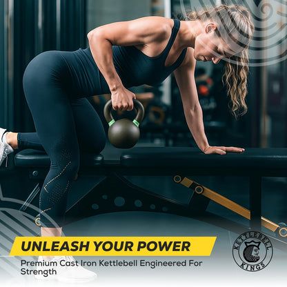 Kettlebell Kings Powder Coated Kettlebell Weights 5-90 LB | Workout Gym Equipment & Strength training sets for Women & Men | Durable Coating for Grip Strength, Rust Prevention