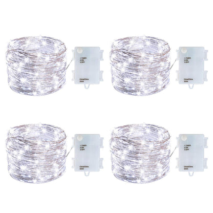 yongzhenlite 4 Pack Battery Operated Dewdrop Led Lights,Indoor Mini Fairy Lights with Timer Function,for Christmas and Halloween Lighting Decoration,6 Hours on/18 Hours Off,30 Count LEDs,10 Feet