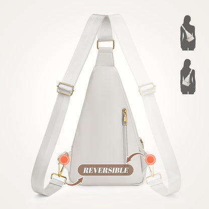 JASGOOD Women Anti-theft Crossbody Sling Bag, Leather Chest Bag Sling Backpack for Fashion Travel,White