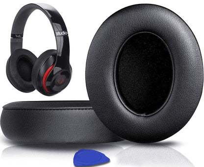 SoloWIT Replacement Ear Pads Cushions for Beats Studio 2 & Studio 3 Wired/Wireless Over-Ear Headphones, Earpads with Soft Protein Leather, Noise Isolation Memory Foam (Black)