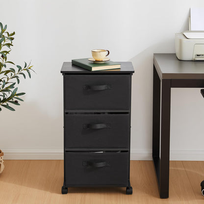 MAX Houser Dresser Storage with 3 Drawers, Fabric Dresser Tower, Vertical Storage Unit for Bedroom, Closet, Office, Black