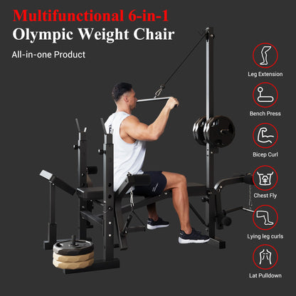 7-in-1 Olympic Weight Bench for Home Gym, 1000LB Capacity Foldable Bench Press Set with Leg Extension/Curl, Preacher Pad & Adjustable Rack, Full Body Strength Training Equipment
