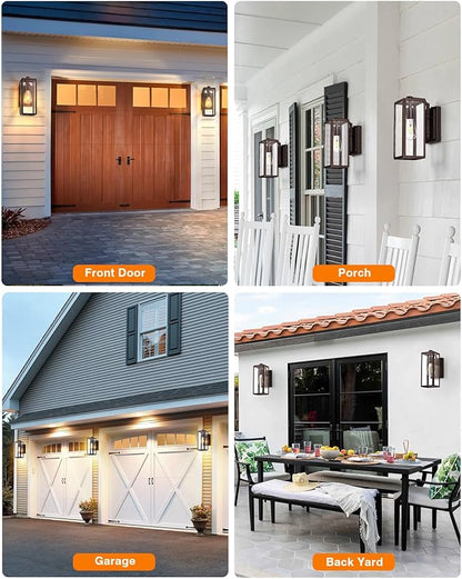 VIANIS Dusk to Dawn Outdoor Light Fixtures Wall Mount, Sensor Porch Lights, Anti-Rust Exterior Wall Sconce Lighting Lamp, Waterproof Coach Lantern for Doorway, Garage