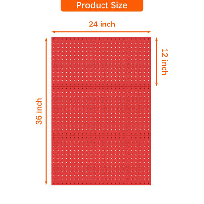 TORACK 3 PCS Metal Pegboard Panels(12x24 inch) for Wall Garage Tools Storage Pegboard System for Workbench, Modular Peg Board Tool Organizer Board Kit(Pack of 3, Red)