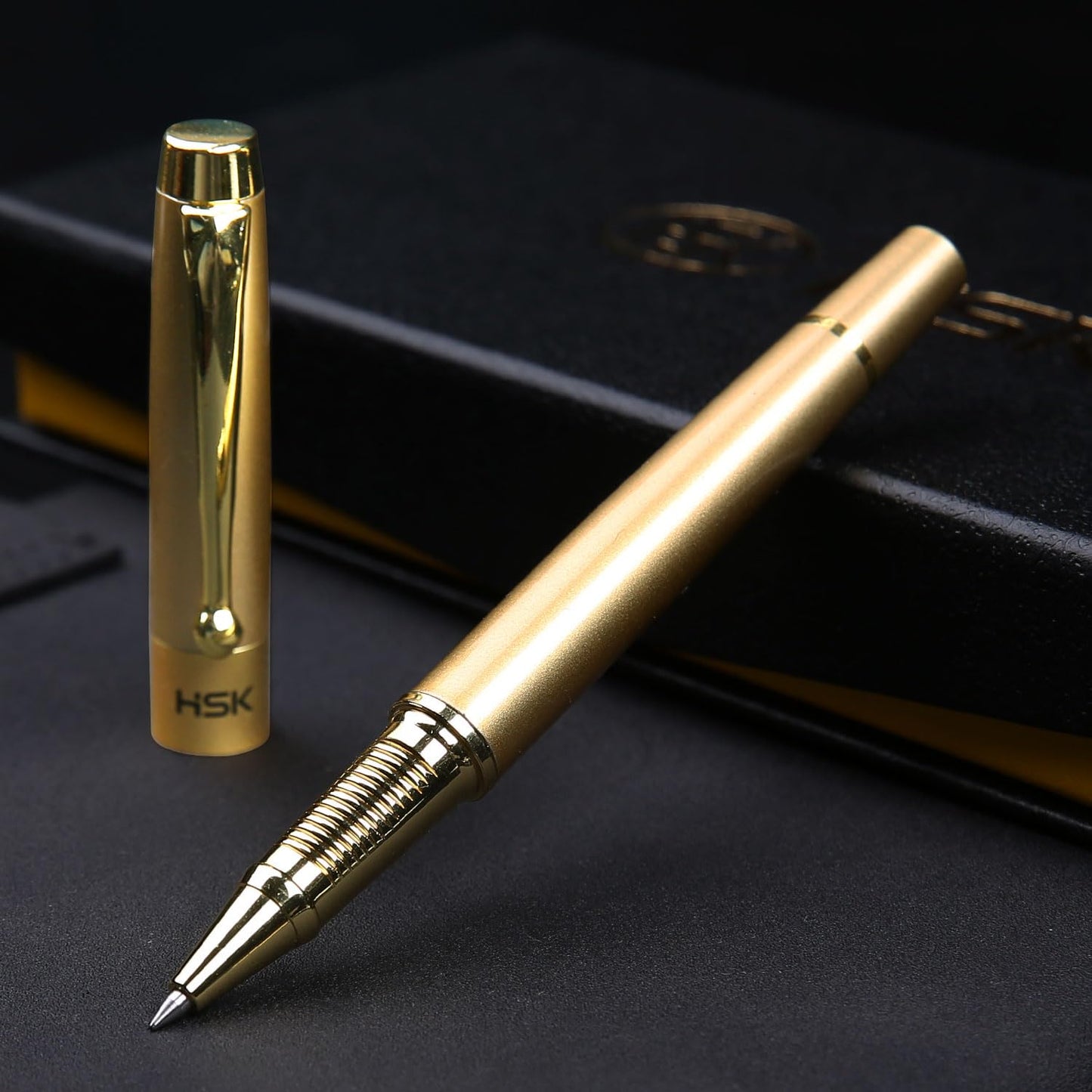 HSK Ballpoint Pens Luxury gift Pen Black Refill Line width 0.5mm,Best Ball Pen Gift Set for Men & Women Professional Executive,Office,Nice Pens Classy Gift Box (Gold)
