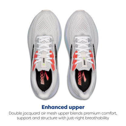 Brooks Men’s Ghost 17 Neutral Running Shoe - White/Pink Clay/Gecko - 14 Wide