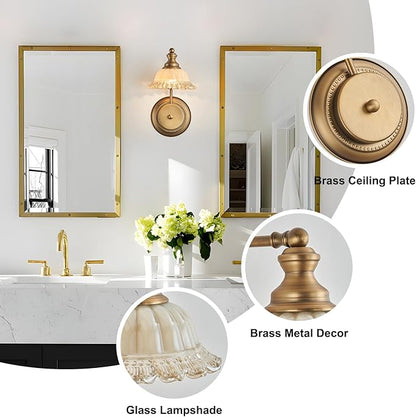 Vintage Wall Sconces with Brass Glass Bathroom Wall Light
