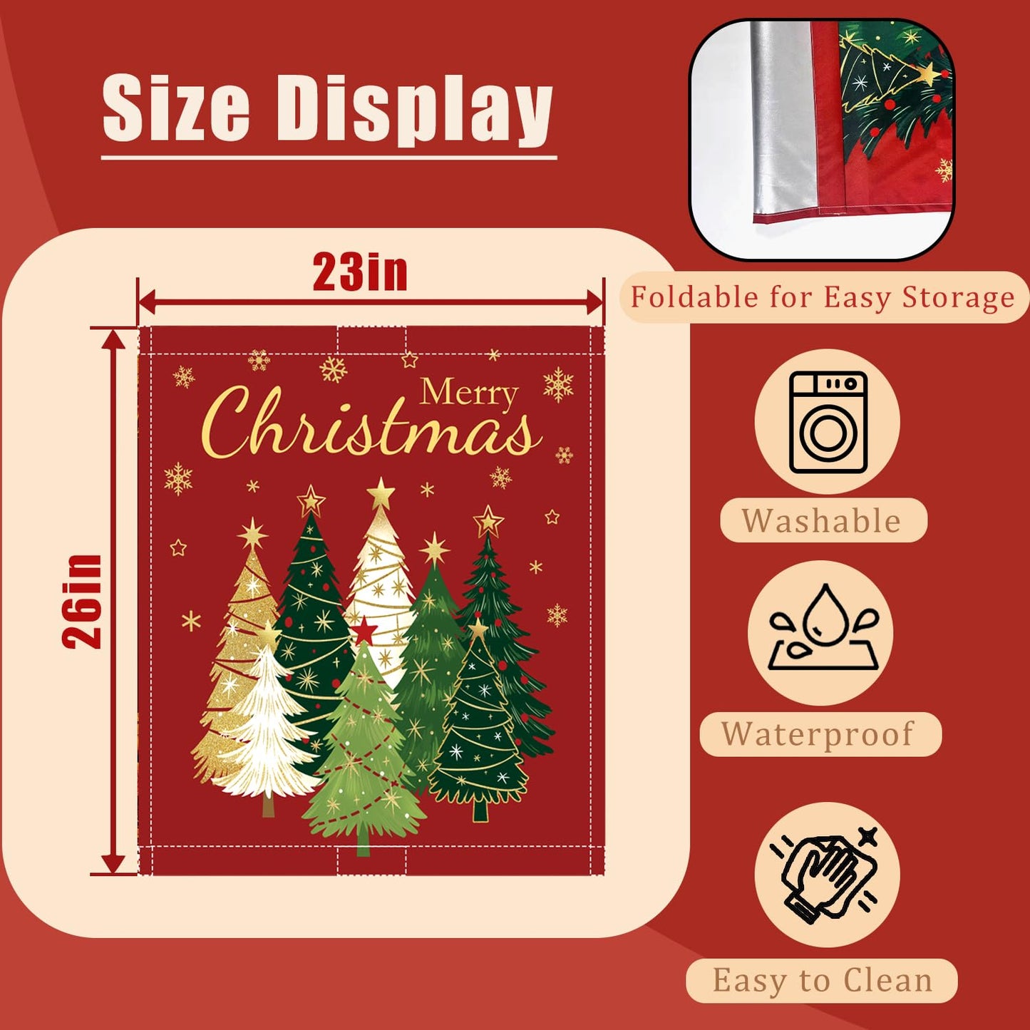 Christmas Tree Magnet Cover 23x26in Merry Christmas Dishwasher Cover for Washers Fridge Panel, Gold Snowflake Magnetic Covers for Kitchen, Reusable Cover, Christmas Holly Evergreen Kitchen Decor