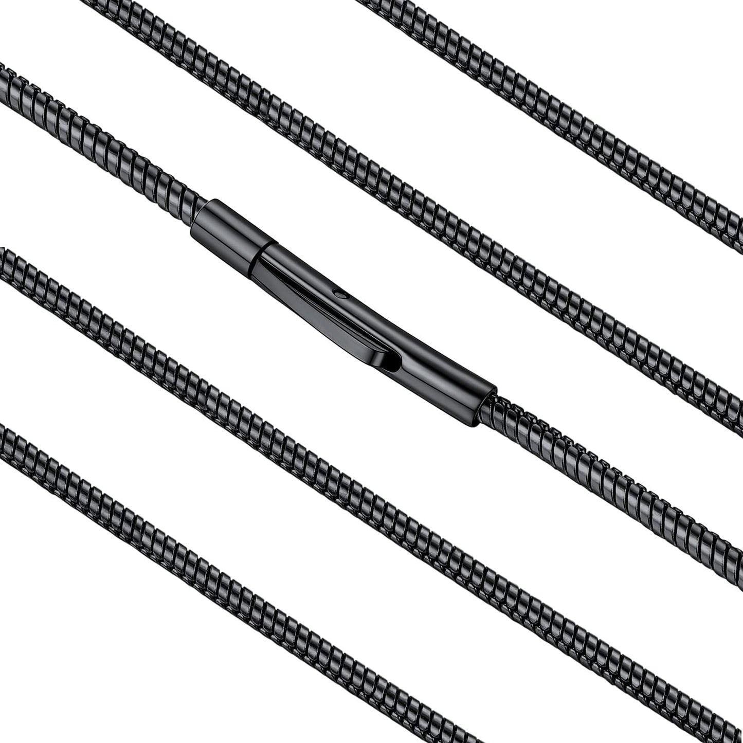 FaithHeart Snake Chains for Women Black Stainless Steel 2 MM Mens Chain Necklace 18 Inch Choker Chains for Ladies