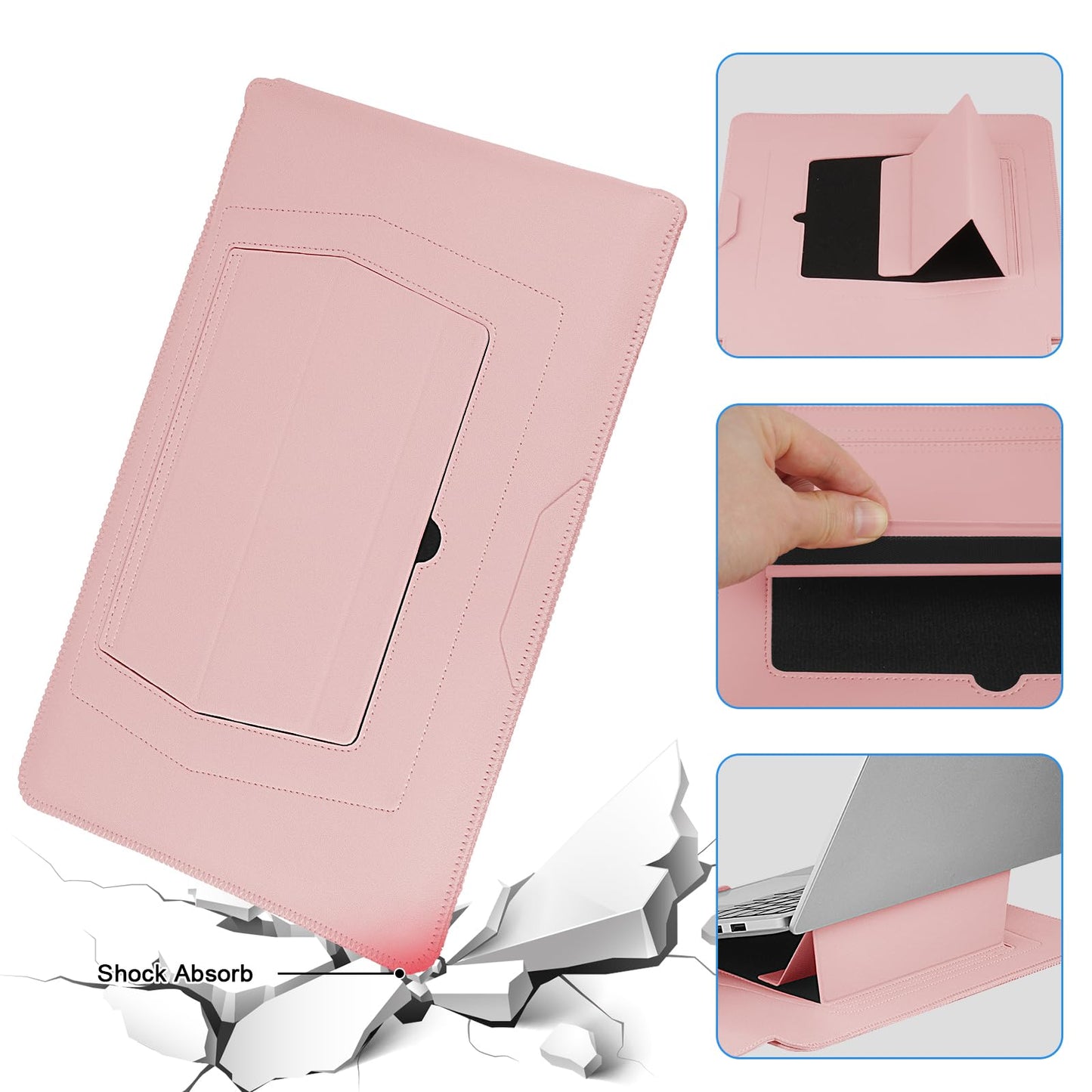 HoYiXi 13.6'' Laptop Sleeve Case Leather Bag with Stand Compatible with MacBook Pro 14/MacBook Air 13(M1 M2)/ASUS Vivobook 14/Dell XPS 13/ASUS Acer Matebook 13 14'' Laptop case,