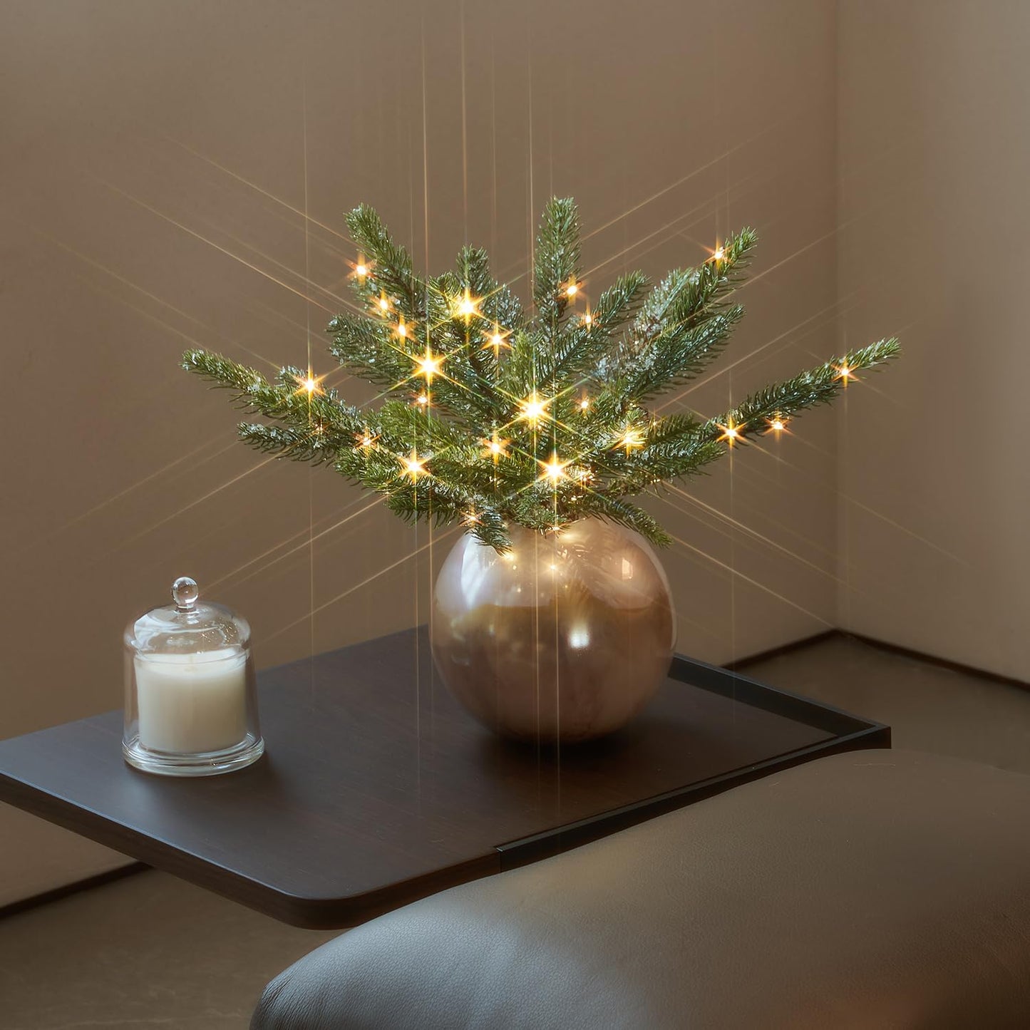 Hairui Snow Dusted Pine Snowflake Lights with Timer Battery Operated and USB Plug in 60 LED Fairy Lights 16IN for Window Christmas Decoration