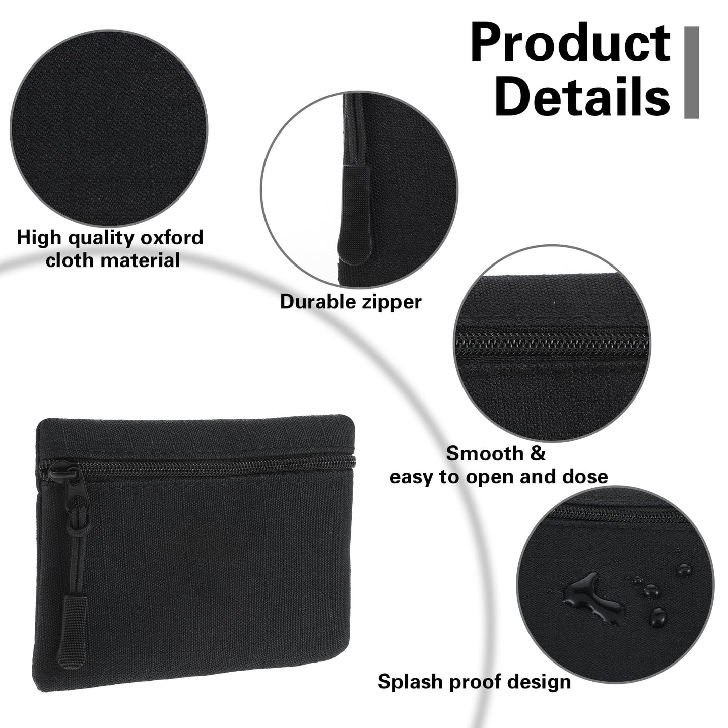 Mini Coin Purse, Mabor Small Canvas Change Pouch Cute Portable Change Purse with Zipper Coin Pouch Mini Coin Bag Tiny Pouch for Women(Black)