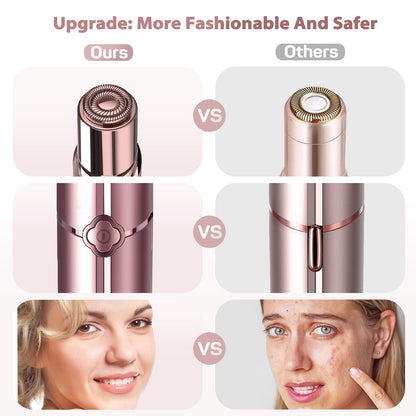 Facial Hair Removal for Women, Electric Painless Rechargeable Facial Hair Remover for Face, Lip, Chin with 2 x Replacement Heads